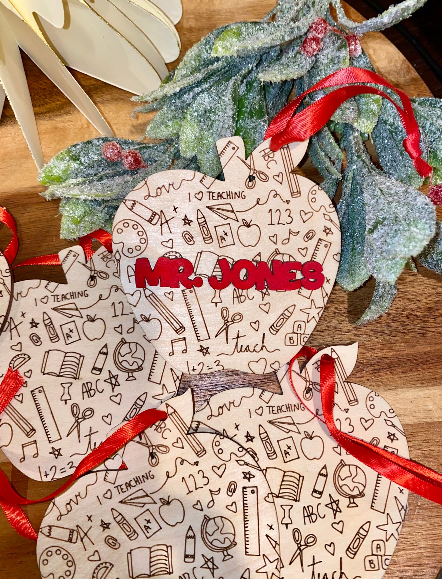 Personalize Teacher Ornament - Custom Teacher Gift - Holiday Appreciation Keepsake