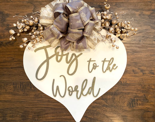 Joy to the World Ornament Door Hanger | Christmas Front Door Decor | Handcrafted Holiday Sign |