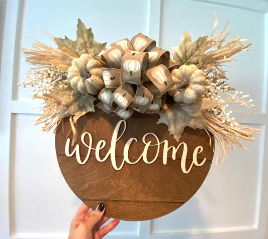 Fall Welcome Door Hanger| Rustic Autumn Front Door Decor |