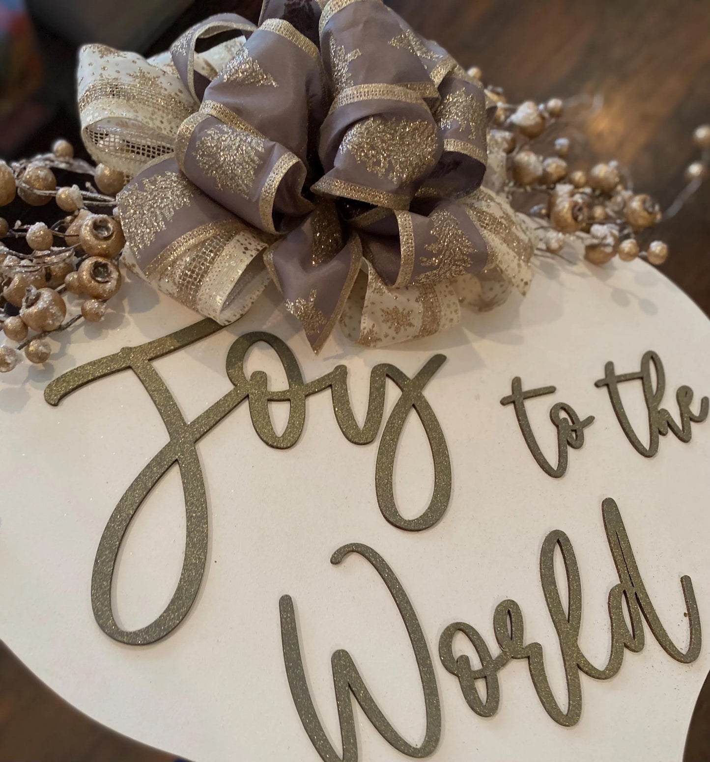 Joy to the World Ornament Door Hanger | Christmas Front Door Decor | Handcrafted Holiday Sign |